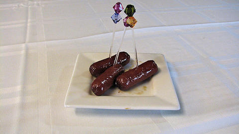 Cranberry and Soy Glazed Mini Hotdogs